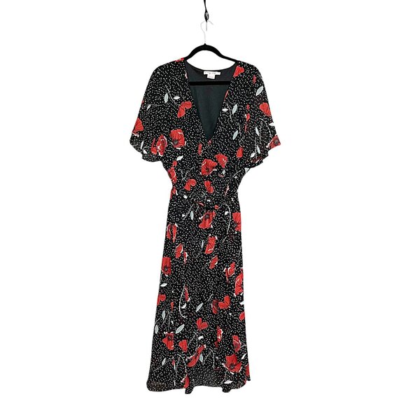 In Every Story Crossover Top Red Poppy Floral Lined Maxi Dress Size 1X - Picture 2 of 6